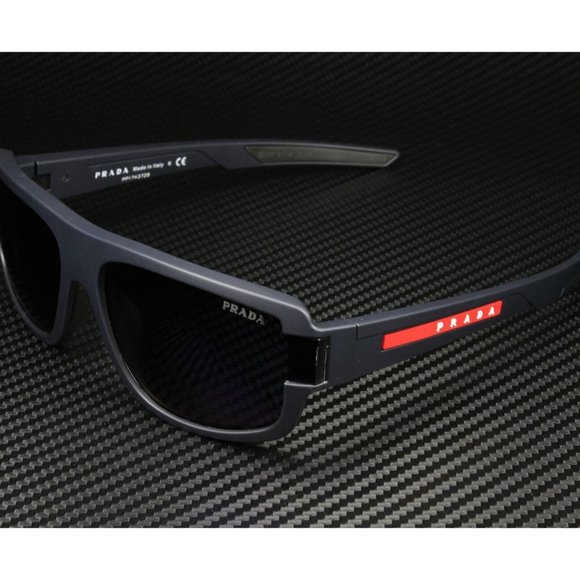 Prada Linea Blue Rubber Men's Sunglasses - Picture 2 of 6